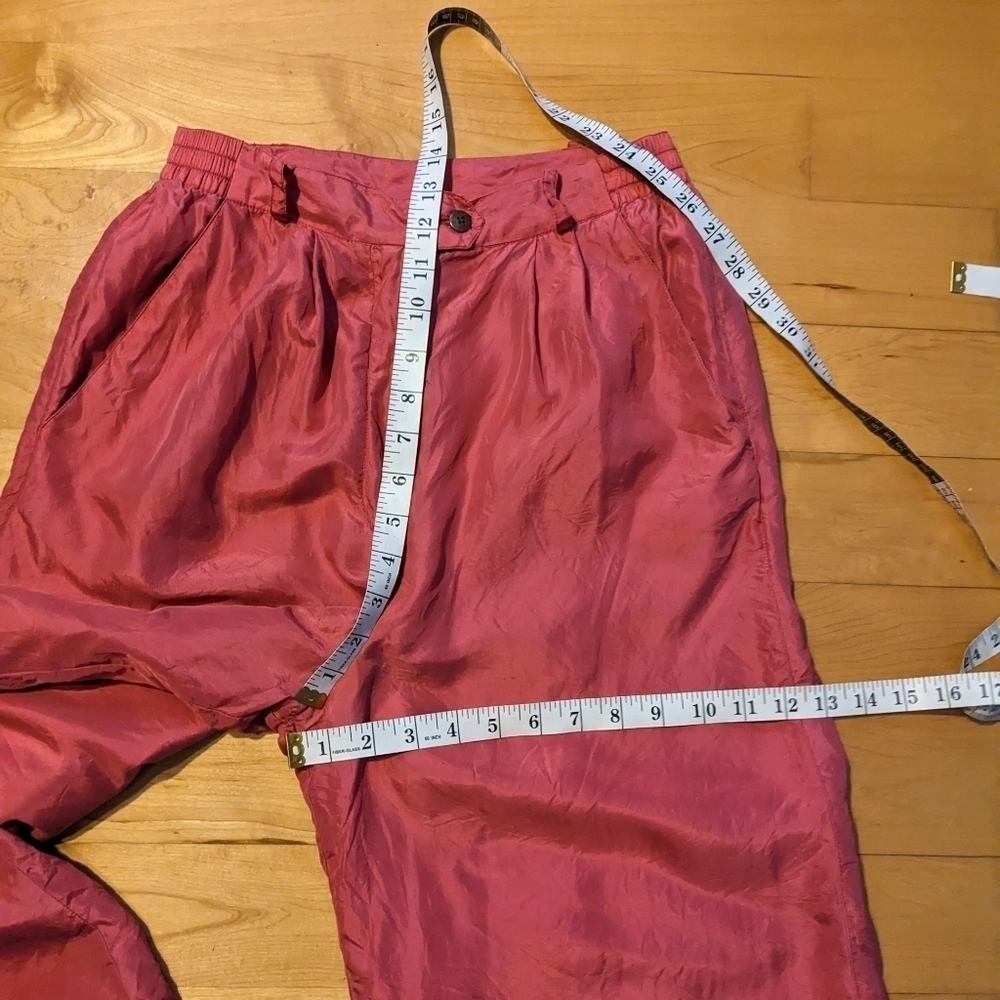 Vintage coral red pink wide leg hi rise crop pants size Small XS A3 - Picture 4 of 11